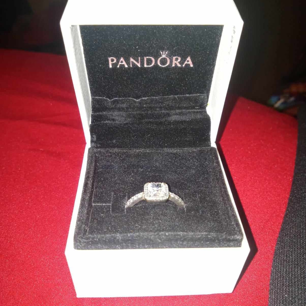 Pandora Silver Ring with Clear Stone